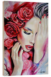 Holzbild Ruby Red Roses - EllectraArt