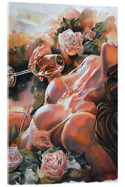 Acrylglasbild Champagner und Rosen