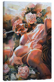 Leinwandbild Champagner und Rosen