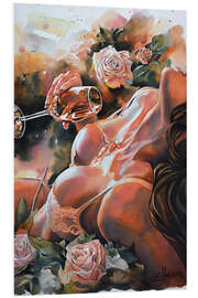 Hartschaumbild Champagner und Rosen