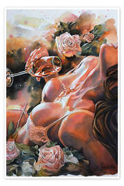 Poster Champagner und Rosen