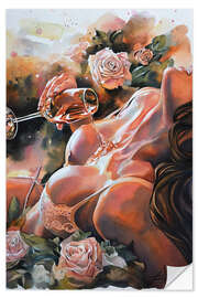 Wandsticker Champagner und Rosen