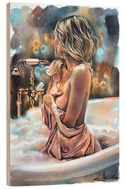 Holzbild Kerzen im Bad - EllectraArt