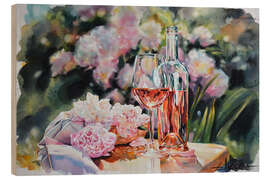 Holzbild Rosa Pfingstrosen