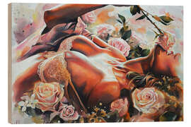 Holzbild Blumensträuße und Rosen - EllectraArt