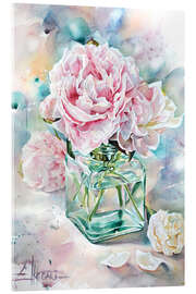 Acrylglasbild Rosa Pfingstrosen