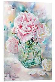 Hartschaumbild Rosa Pfingstrosen