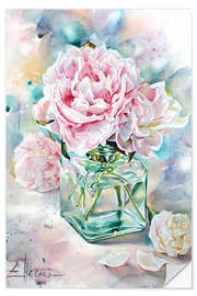 Wandsticker Rosa Pfingstrosen