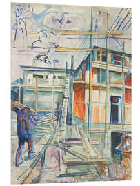 Hartschaumbild Der Bau des Winterateliers, 1929