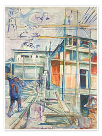 Poster Der Bau des Winterateliers, 1929