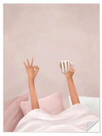 Wandsticker Kaffee im Bett