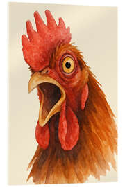 Acrylglasbild Porträt eines schreienden Hahns