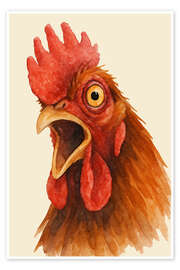 Wandbild Porträt eines schreienden Hahns - Natalie Bruns