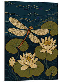 Alubild Libelle über Seerosen