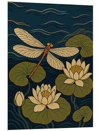 Hartschaumbild Libelle über Seerosen