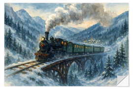 Wandsticker Dampfzug in den verschneiten Alpen - Natalie Bruns