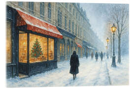 Acrylglasbild Chocolatier in Frankreich an einem Schneetag