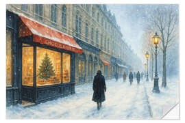 Wandsticker Chocolatier in Frankreich an einem Schneetag