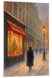 Gallery Print Weihnachtsabend in verschneiten Stadtstraßen