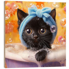 Holzbild Kleine Süße beim Baden