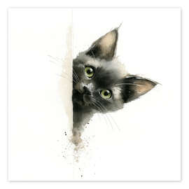 Wandbild Süßes und entzückendes schwarzes Kätzchen - DejaReve