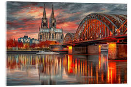 Acrylglasbild Köln - Hohenzollernbrücke im Abendlicht - Thomas Klee