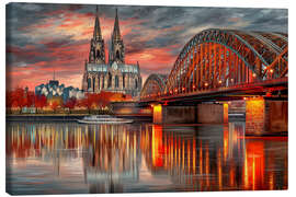 Leinwandbild Köln - Hohenzollernbrücke im Abendlicht - Thomas Klee