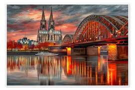Poster Köln - Hohenzollernbrücke im Abendlicht - Thomas Klee