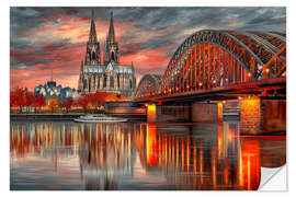 Wandsticker Köln - Hohenzollernbrücke im Abendlicht - Thomas Klee
