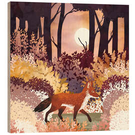 Holzbild Fuchs im Herbstwald