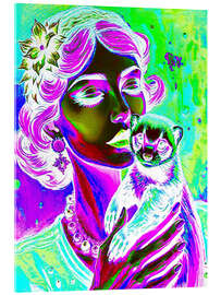 Acrylglasbild Dame mit Frettchen