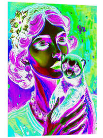 Hartschaumbild Dame mit Frettchen