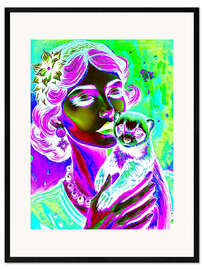 Gerahmter Kunstdruck Dame mit Frettchen