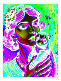 Wandbild Dame mit Frettchen - Samantha Oliver