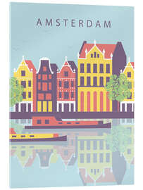 Acrylglasbild Amsterdamer Stadtbild-Illustration