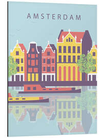 Alubild Amsterdamer Stadtbild-Illustration