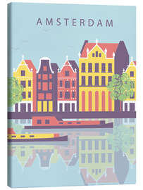 Leinwandbild Amsterdamer Stadtbild-Illustration