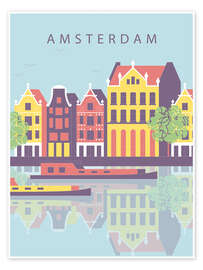 Poster Amsterdamer Stadtbild-Illustration