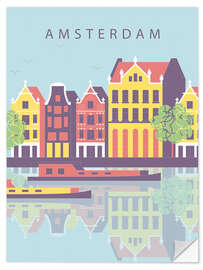 Wandsticker Amsterdamer Stadtbild-Illustration