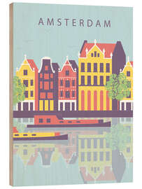 Holzbild Amsterdamer Stadtbild-Illustration
