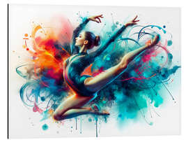 Alubild Aquarell-Turnerin in dynamischer Pose