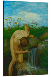 Tableau en aluminium The Source, A Male Nude - Hans Thoma