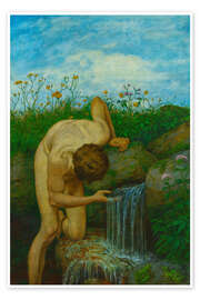 Wandbild Die Quelle, Ein männlicher Akt - Hans Thoma
