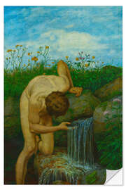 Wandsticker Die Quelle, Ein männlicher Akt - Hans Thoma