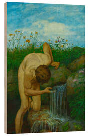 Holzbild Die Quelle, Ein männlicher Akt - Hans Thoma
