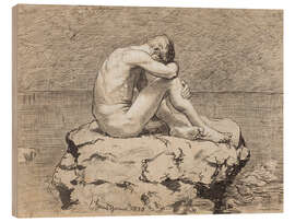 Holzbild Einsamkeit, Männlicher Akt - Hans Thoma