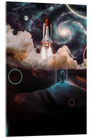 Acrylglasbild Astronaut allein in der Wüste beim Raketenstart - Gen Z
