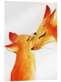 Acrylglasbild Gemälde eines Fuchses mit ihrem Baby