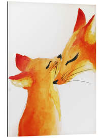 Alubild Gemälde eines Fuchses mit ihrem Baby