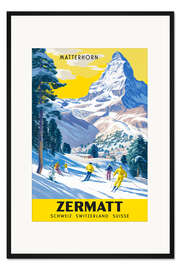 Gerahmter Kunstdruck Matterhorn Vintage Ski